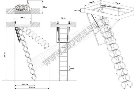 Чердачная лестница Oman Nozycowe Termo 700*1300*2900 Чердачная лестница Oman Nozycowe Termo 700*1300*2900